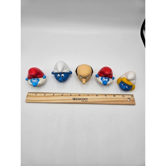 Smurfs Vintage 1983 Peyo Plastic Heads Collectible Toy Lot of 5 Finger Puppets - Picture 6 of 11